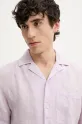 Льняная рубашка HUGO фиолетовой 50490761