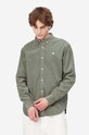 Хлопковая рубашка Carhartt WIP Madison Fine Cord Shirt гладкий зелёный I030580
