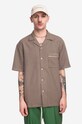 Drôle de Monsieur cămașă din bumbac La Chemise Gaufrée cu modele maro SH134.BROWN