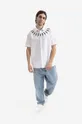 Neil Barett cămașă din bumbac Bold Neck Short Sleeve Shirt alb