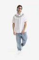 Памучна риза Neil Barett Bold Neck Short Sleeve Shirt бял