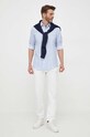 United Colors of Benetton koszula lniana 52VVUQ034.89E niebieski SS23