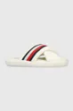 beżowy Tommy Hilfiger kapcie COMFY HOME SLIPPERS WITH STRAPS Damski