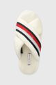 kremowy Tommy Hilfiger kapcie COMFY HOME SLIPPERS WITH STRAPS