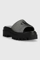 Calvin Klein Jeans papucs TOOTHY COMBAT SANDAL OVER MESH fekete