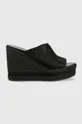 чорний Шльопанці Calvin Klein Jeans WEDGE SANDAL WEBBING Жіночий