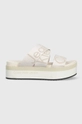 bézs Calvin Klein Jeans papucs FLATFORM SANDAL WEBBING Női