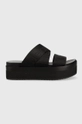 črna Natikači Calvin Klein Jeans FLATFORM SANDAL WEBBING Ženski