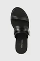 čierna Kožené šľapky Calvin Klein ALMOND SLIDE W/HW