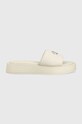 Παντόφλες Calvin Klein DRESS FLATFORM W/HW - JQ υφασμάτινο μπεζ HW0HW01488