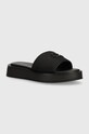 Calvin Klein klapki DRESS FLATFORM W/HW - JQ tekstylny czarny HW0HW01488