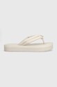 Žabky Calvin Klein FLATFORM FLIP FLOP W/HW imitácia kože béžová HW0HW01503