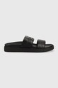 Calvin Klein papuci ERGO SLIDE - HF MONO piele negru HW0HW01535