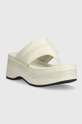 Tommy Jeans japonki skórzane SANDAL PADDED beżowy