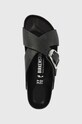 Birkenstock klapki skórzane Siena Big Buckle czarny 1020156