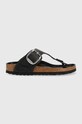 Birkenstock slapi de piele Gizeh Big Buckle piele întoarsă negru 1023337