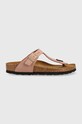 Birkenstock japonki zamszowe Gizeh SFB płaski różowy 1024106