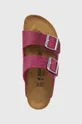 μωβ Δερμάτινες παντόφλες Birkenstock Arizona