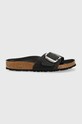 Birkenstock slapi de piele Madrid piele negru 1006522