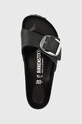 Birkenstock klapki skórzane Madrid Big Buckle czarny 1006522