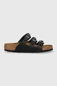 Birkenstock klapki skórzane Florida płaski czarny 1011445