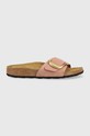 Кожаные шлепанцы Birkenstock Madrid Big Buckle замш розовый 1024039