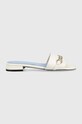 Δερμάτινες παντόφλες Tommy Hilfiger TH CHAIN FEMININE FLAT SANDAL φλατ λευκό FW0FW06993