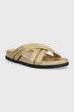 Tommy Hilfiger bőr papucs STRAP FEMININE SANDAL GOLDEN FW0FW06994 arany SS23