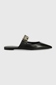 Kožne natikače Tommy Hilfiger TH POINTY FEMININE MULE tekstil crna FW0FW06997