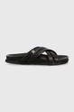 Кожени чехли Tommy Hilfiger STRAP FEMININE SANDAL гладка кожа черен FW0FW07081