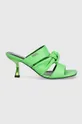 зелений Шкіряні шльопанці Karl Lagerfeld PANACHE Жіночий