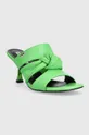 Kožené pantofle Karl Lagerfeld PANACHE zelená