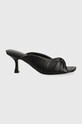 Guess klapki skórzane RINAH 5-8 cm czarny FL6RNH.LEA03.BLACK