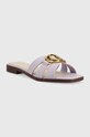 Guess klapki skórzane SYMO FL6SYM.LEA19.LILAC fioletowy SS23