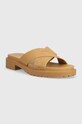 Lauren Ralph Lauren klapki skórzane Kelsie 802904251001.BUFF beżowy SS23