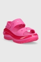 Crocs papuci Classic Mega Crush Sandal roz