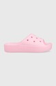 Crocs papuci Classic Platform Slide sintetic roz 208180.6S0