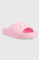 Crocs papuci Classic Platform Slide roz
