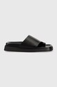 Alohas klapki skórzane Toe Ring Flop płaski czarny S00174.25