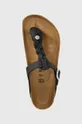 black Birkenstock leather flip flops
