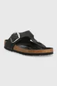 Birkenstock leather flip flops black