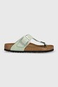 Birkenstock japonki nubukowe Gizeh Big Buckle płaski zielony 1024046