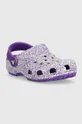 Дитячі шльопанці Crocs CLASSIC GLITTER CLOG фіолетовий