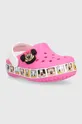 Dětské pantofle Crocs x Disney ostrá růžová
