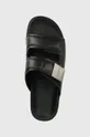 μαύρο Δερμάτινες παντόφλες Calvin Klein DOUBLE STRAP SANDAL