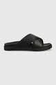 Calvin Klein klapki skórzane CRISS CROSS SANDAL LTH Planet friendly czarny HM0HM01069