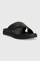 Calvin Klein klapki skórzane CRISS CROSS SANDAL LTH HM0HM01069 czarny SS23