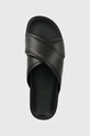 Calvin Klein klapki skórzane CRISS CROSS SANDAL LTH czarny HM0HM01069
