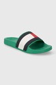 Obuwie Tommy Hilfiger klapki RUBBER TH FLAG POOL SLIDE FM0FM04263 zielony