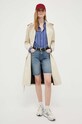 Bombažni plašč Tommy Hilfiger WW0WW36960.PPYX bež SS23